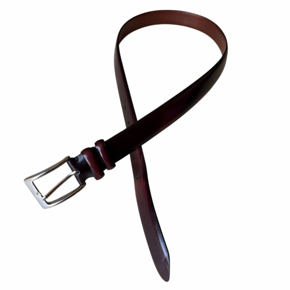 Cole Haan Mens Dress Belt Oxblood Brown with Silver tone Buckle, 32 - Picture 5 of 12